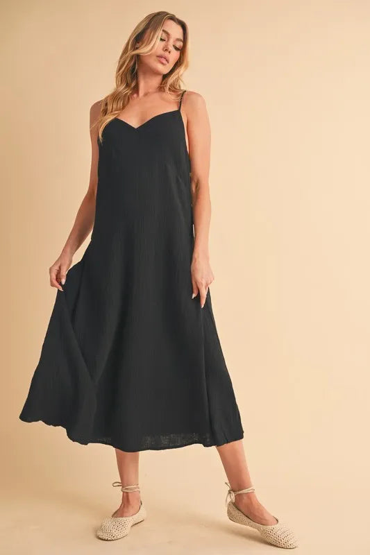 Aemi Co Side Button Midi Cami Dress