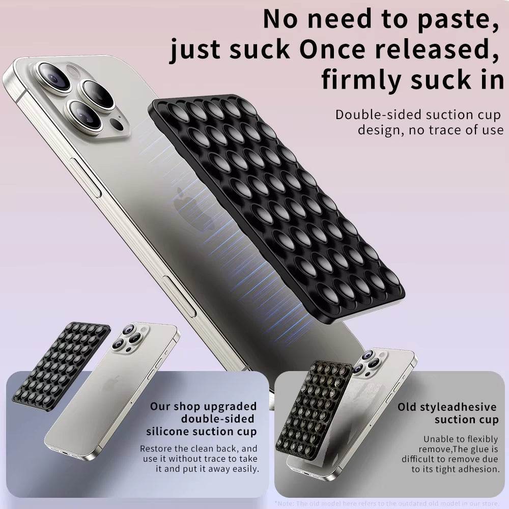 2pcs Double-Sided Silicone Phone Wall Mount with Suction Grip