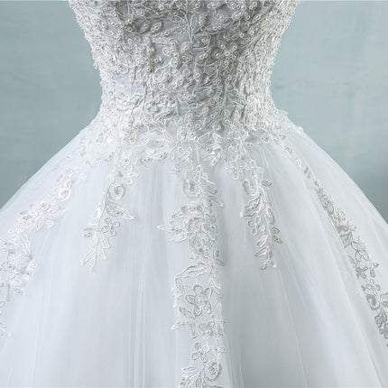 High Waist Wedding Dress With Deep V-neck