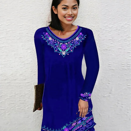 New Sexy Autumn fall Winter exotic  floral design Dress for Women 7 different colors