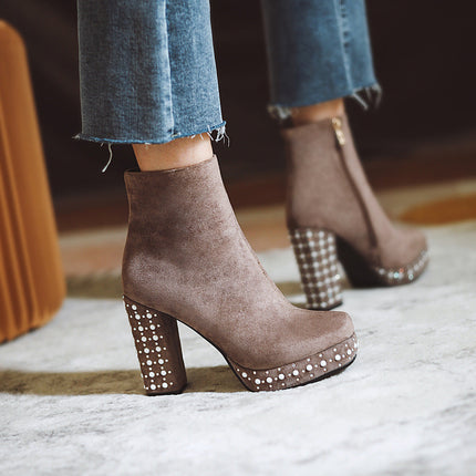 Super High-heeled Slim Simple Suede Single Boots
