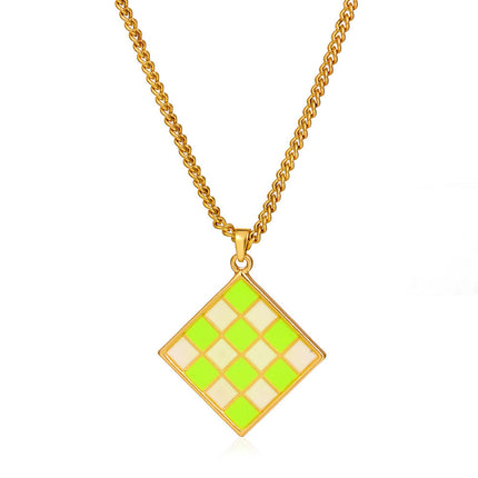 Sweet Square Clavicle Chain Drawing Board Color Matching Necklace Female
