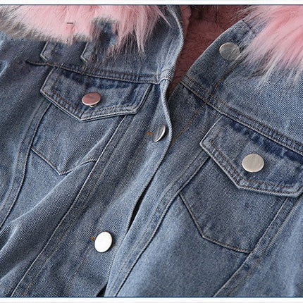 Winter Cashmere Denim Jacket For Children