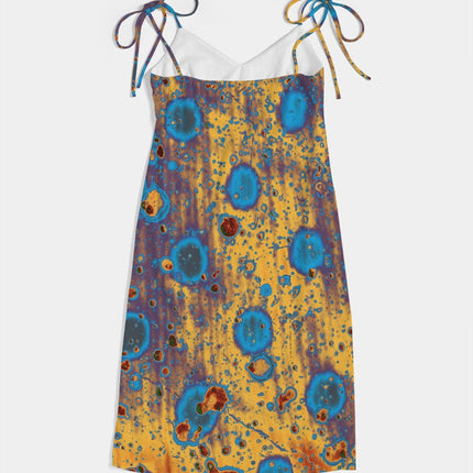 PEACOCK DESIGN BY FLIPSTYLEZ  Women's All-Over Print Tie Strap Split Dress