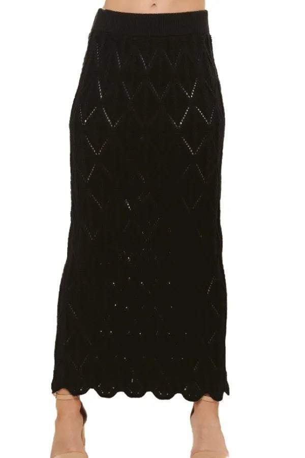 ADORA Scallop Trim Detail Knit Skirt