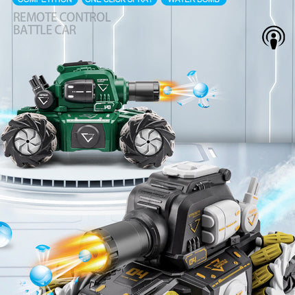 Remote Control Tank Fire-breathing Water Bomb Camouflage Chariot Four-wheel Drive Stunt Spray Music Toy Car