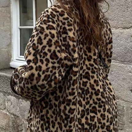 Women's Winter Leopard Print Casual Loose Jacket