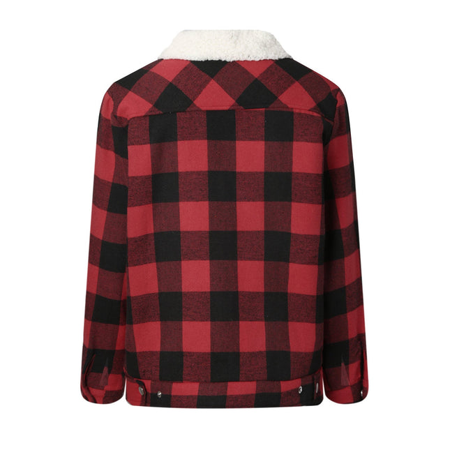 New Red plaid Winter jacket for women