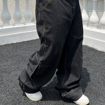 Solid Color Casual Jeans Retro Straight-leg Pants