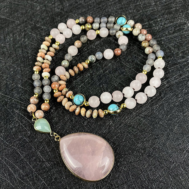 Natural Stone Powder Arrow String Necklace