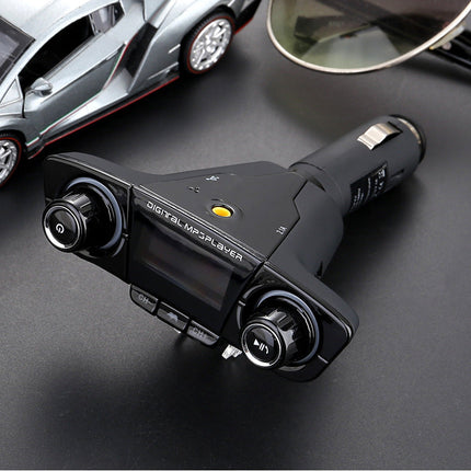 Dual-head Car Bluetooth Mp3 Dual-knobs, Cool Lights, Large-screen Display