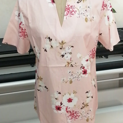 Ladies Plus Size Printed Short Sleeve Shirt Tops