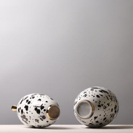 Chinese Ceramic Vase Splash-ink Color Matching Long Neck Flower Device