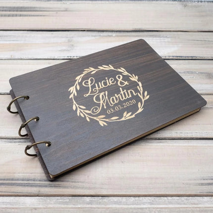 Vintage Wooden Wedding Name Date Lettering Guest Book