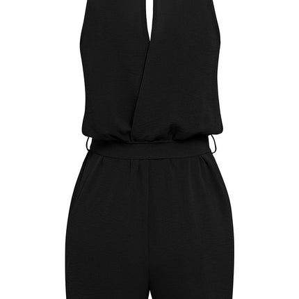 Casual Jumpsuit Lace V-neck Sleeveless Tops Tie-up Shorts Summer Beach Clothes