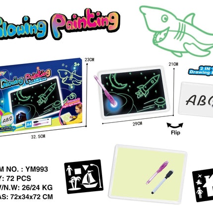 Fluorescent Painting Board, Luminous Board, Children's Luminous 3D Painting Writing Board