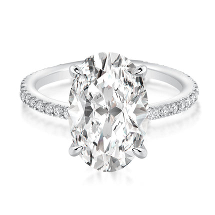 Moissanite 4.0 Ct Pavé Oval Cut Engagement Rings For Women