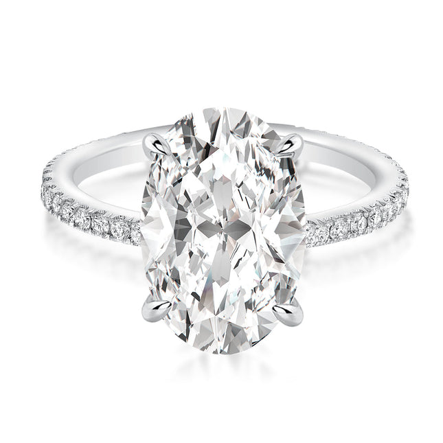 Moissanite 4.0 Ct Pavé Oval Cut Engagement Rings For Women