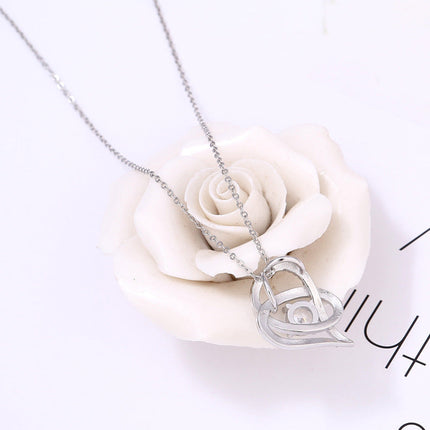 Heart-shaped Zircon Pendant Simple Hollow Peach Heart Necklace