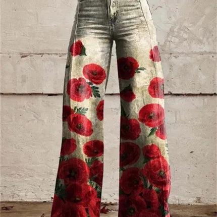 Plus Size Women's Casual Thin Wide Leg Imitation Jeans