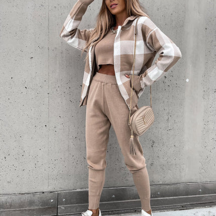 European And American Women's Autumn And Winter New Products Knitted 3-piece Suit