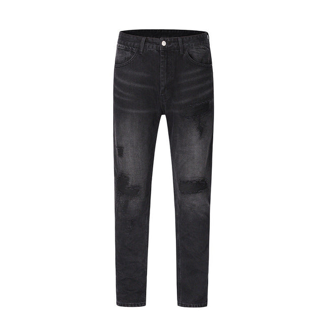 Men's Washed Old Torn Jeans