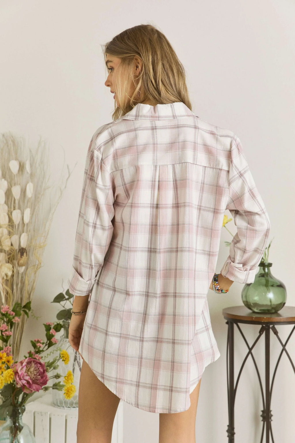 ADORA utton Down Plaid Shirt