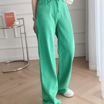 Women's High-waist All-match Straight-leg Mopping Jeans