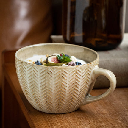 Retro Relief Breakfast Cup With Subtle Flaws