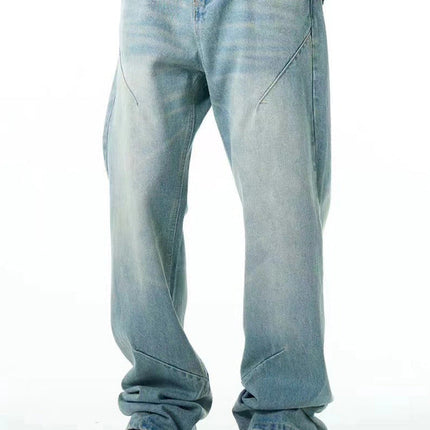 Washed Distressed Casual Jeans Straight Loose Thin Simple