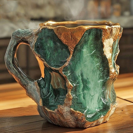 400ml Resin Mineral Crystal Coffee Mugs With Handles Elegant Fake Mineral Crystal Cup For Workplace Home Decor Christmas Gift Kitchen Gadgets