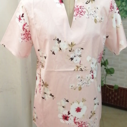 Ladies Plus Size Printed Short Sleeve Shirt Tops