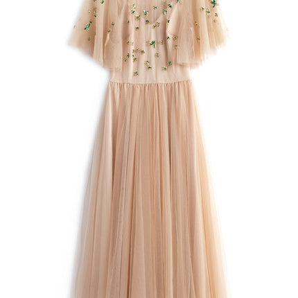 Mesh Flare Sleeve Umbrella Swing Dress