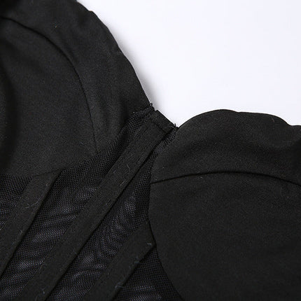Back Mesh Pierced Air Quality Temperament Slit Dress
