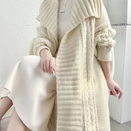 Long Knitted Cardigan Coat Women's Plus Size