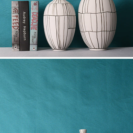 Modern Style Home Decoration Ceramic Frosted Small Mouth Striped Olive-shaped Vase