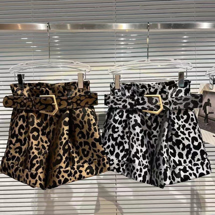 Fashion Leopard Print Suit Hot Pants