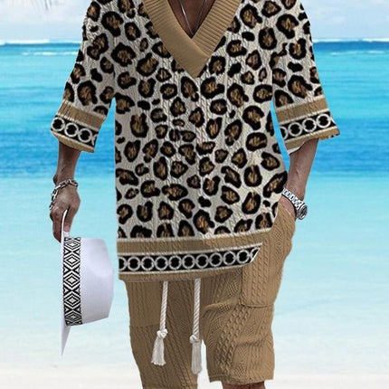 Casual Printing Suit Men's Summer Loose Short Sleeve T-shirt Shorts Set