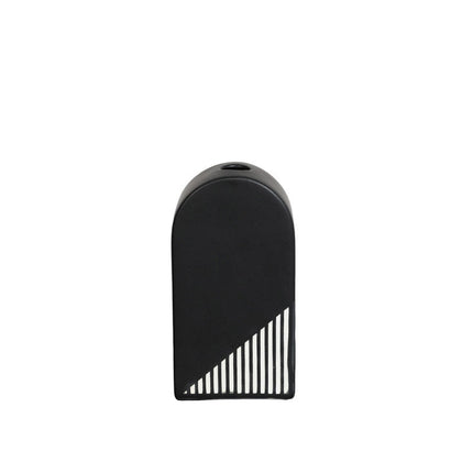 Black And White Striped Ceramic Dried Flower Vase Decorative Art Ornaments
