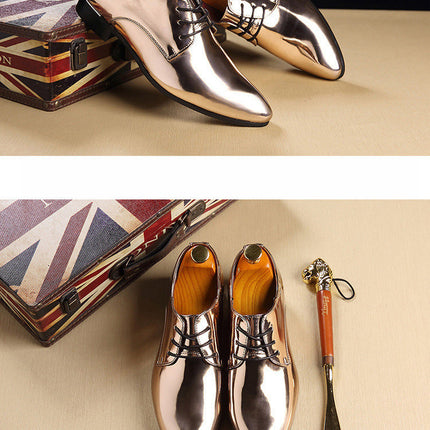 British Pointed Leather Shoes Men's Fashion Bright Leather Men's Shoes Foreign Trade Leather Shoes Amazon Wish LAZADA