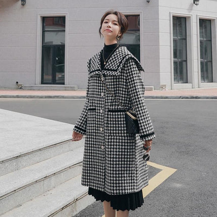 Winter Loose Navy Collar Woolen Coat
