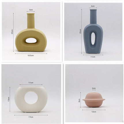 Flower Vase Nordic Ceramic Vase Decoration Home Creative Models Living Room Model Flower Arrangement Geometric Art Decorative