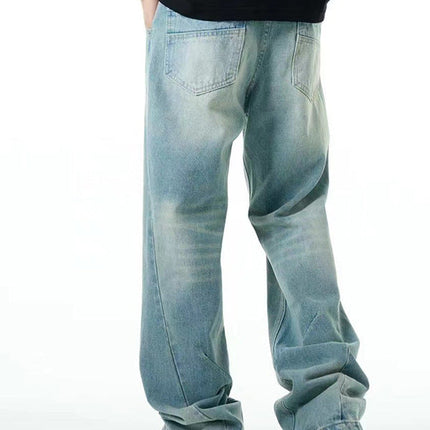 Washed Distressed Casual Jeans Straight Loose Thin Simple