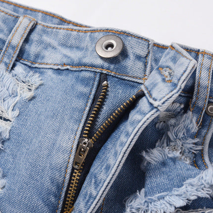 Vintage Wash Distressed Ripped Knee Lined Jeans