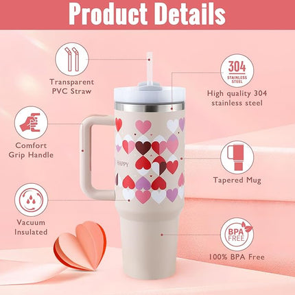 40oz Insulated Tumbler With Handle & Straw – Stainless Steel Vacuum Coffee Cup | Perfect Gift
