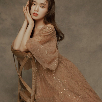 Sequin Fairy Wedding Dress Pregnant Women Photo Studio Clothing