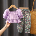 Purple top and purple and whit / 90cm