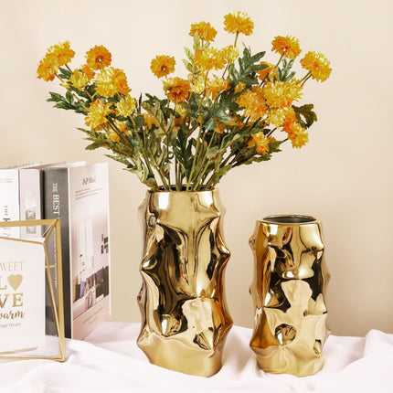 Nordic Electroplating Golden Simple Creative Ceramic Vase Model Room Soft Decoration