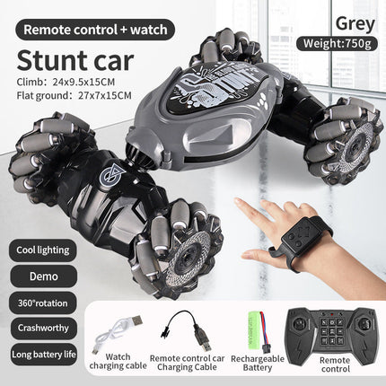 4WD RC Off Road Stunt Wheels Drift Car With Music Led Lights 2.4G Gesture Remote Control Spray 360 Rotating Climbing Car Toys