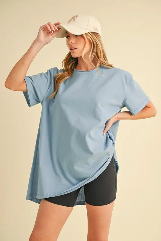 Aemi+Co Round Neck Short Sleeve Oversized T-Shirt